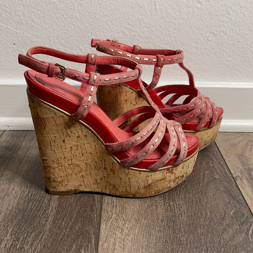 Christian Dior wedges size 8 coral